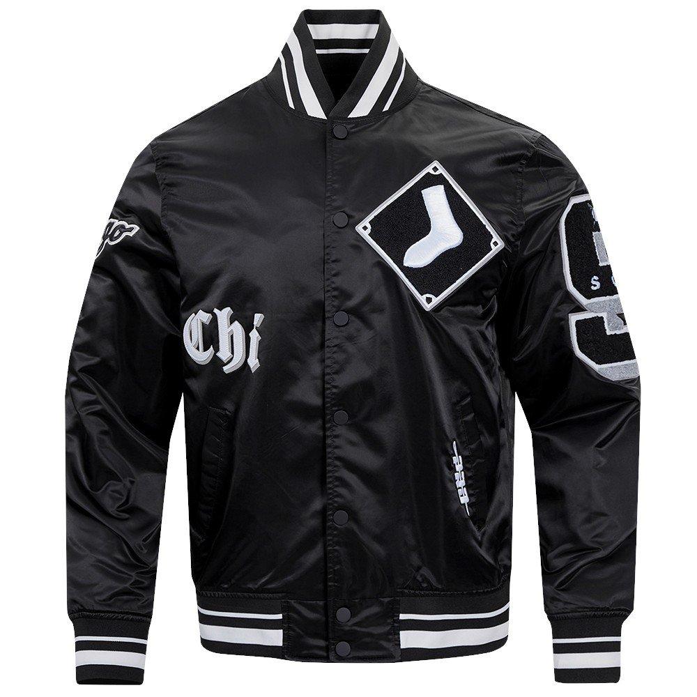 Pro Standard Men's MLB Chicago White Sox Old English Satin Jacket - Black - BLACK
